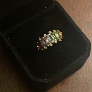 18k 925 colorful ring size 7 1/2 Birthday stones. Every month